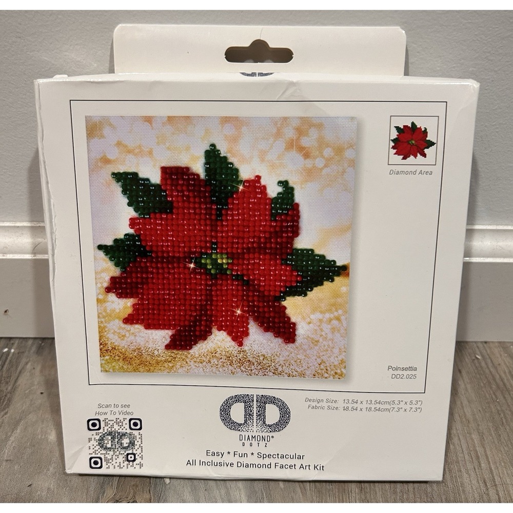 NOS Diamond Dotz Poinsettia (Item DD2.025) all-inclusive diamond facet art kit